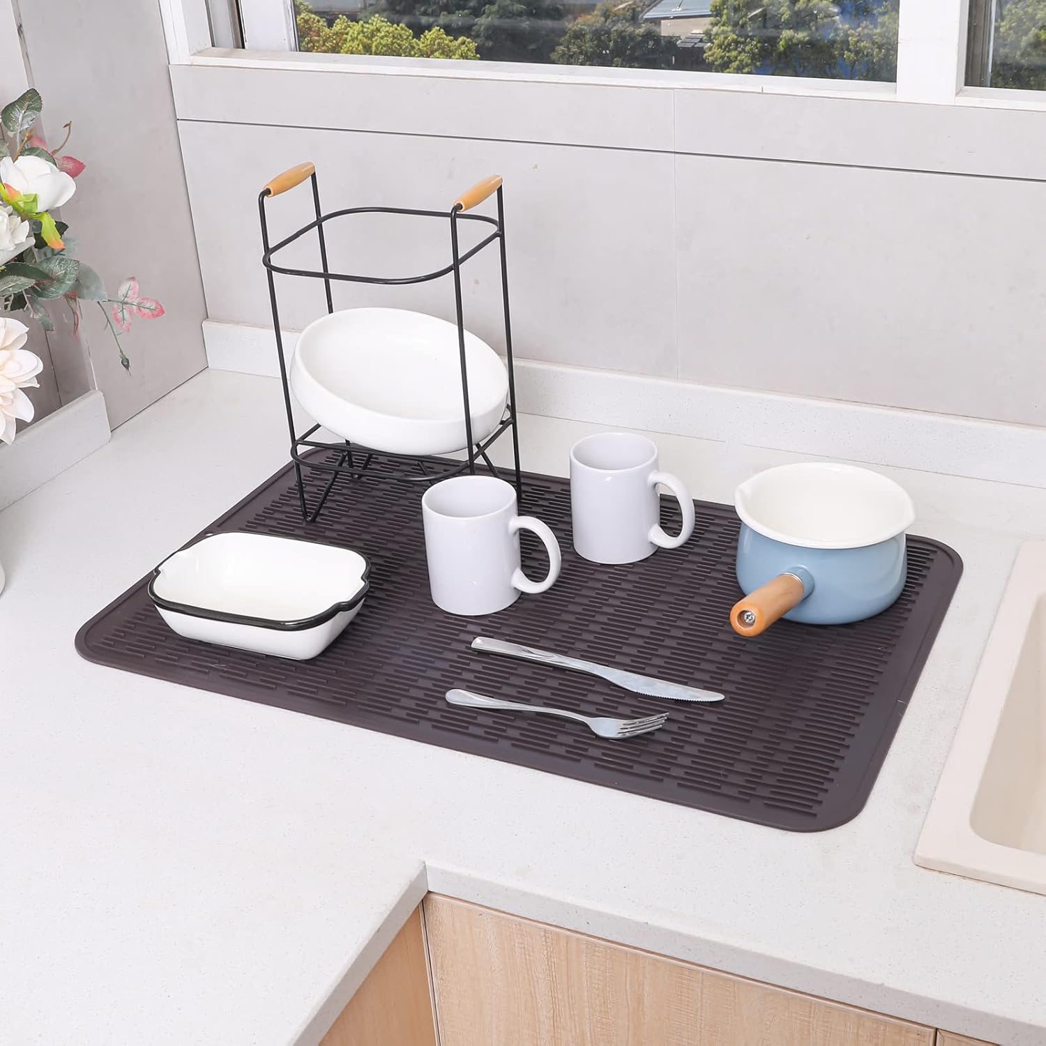 Silicone Dish Drying Mat for Multiple Usage,Easy clean,Eco-friendly,Heat-resistant Silicone Mat for
