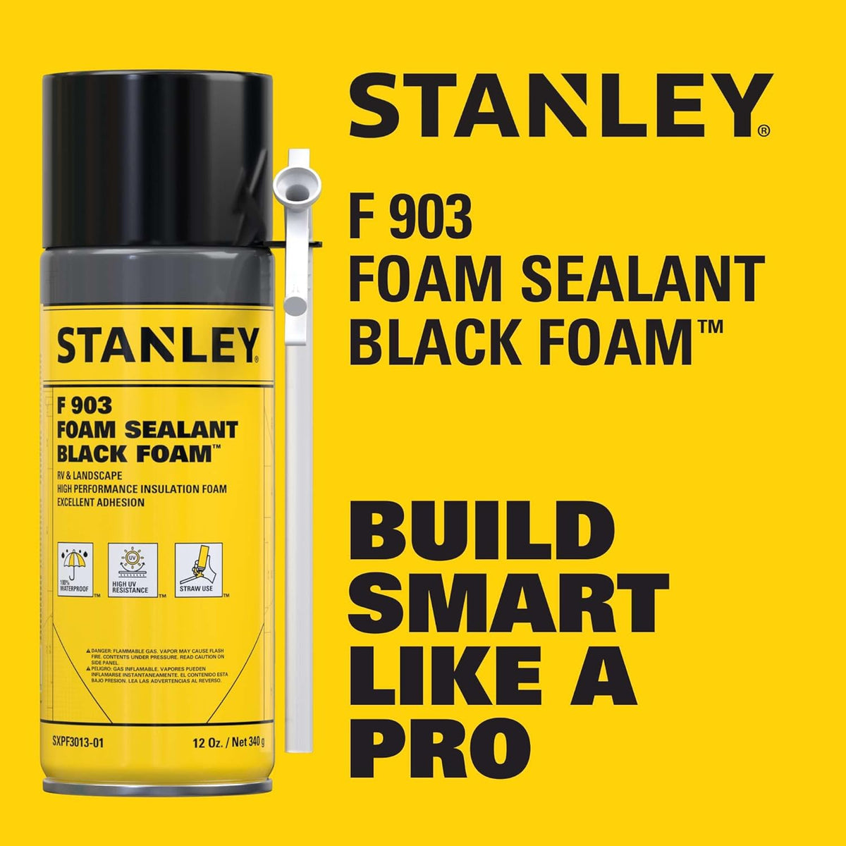 Stanley F903 Black Spray Foam Sealant (2x12oz) – Waterproof Expanding Polyurethane Foam for RV
