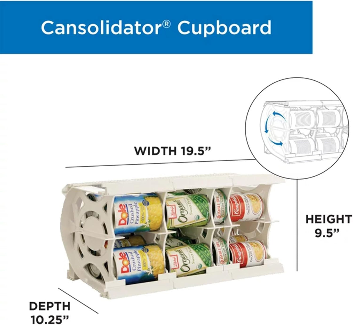 Shelf Reliance Cansolidator Cupboard - 2-Pack Can Organizer for Pantry, Stackable Soda Can Storage