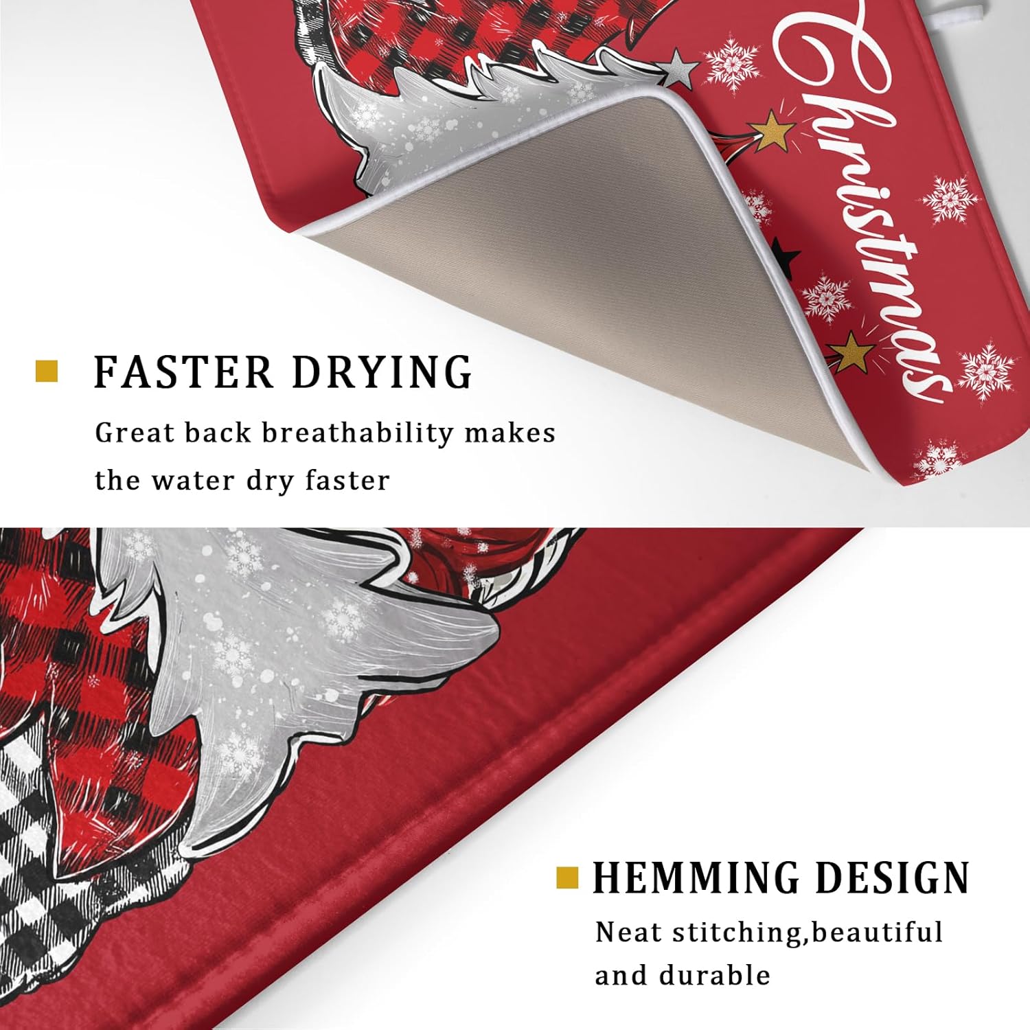Merry Christmas Dish Drying Mats for Kitchen Counter 18x24 Inch Christmas Tree Snowflake Mat Xmas