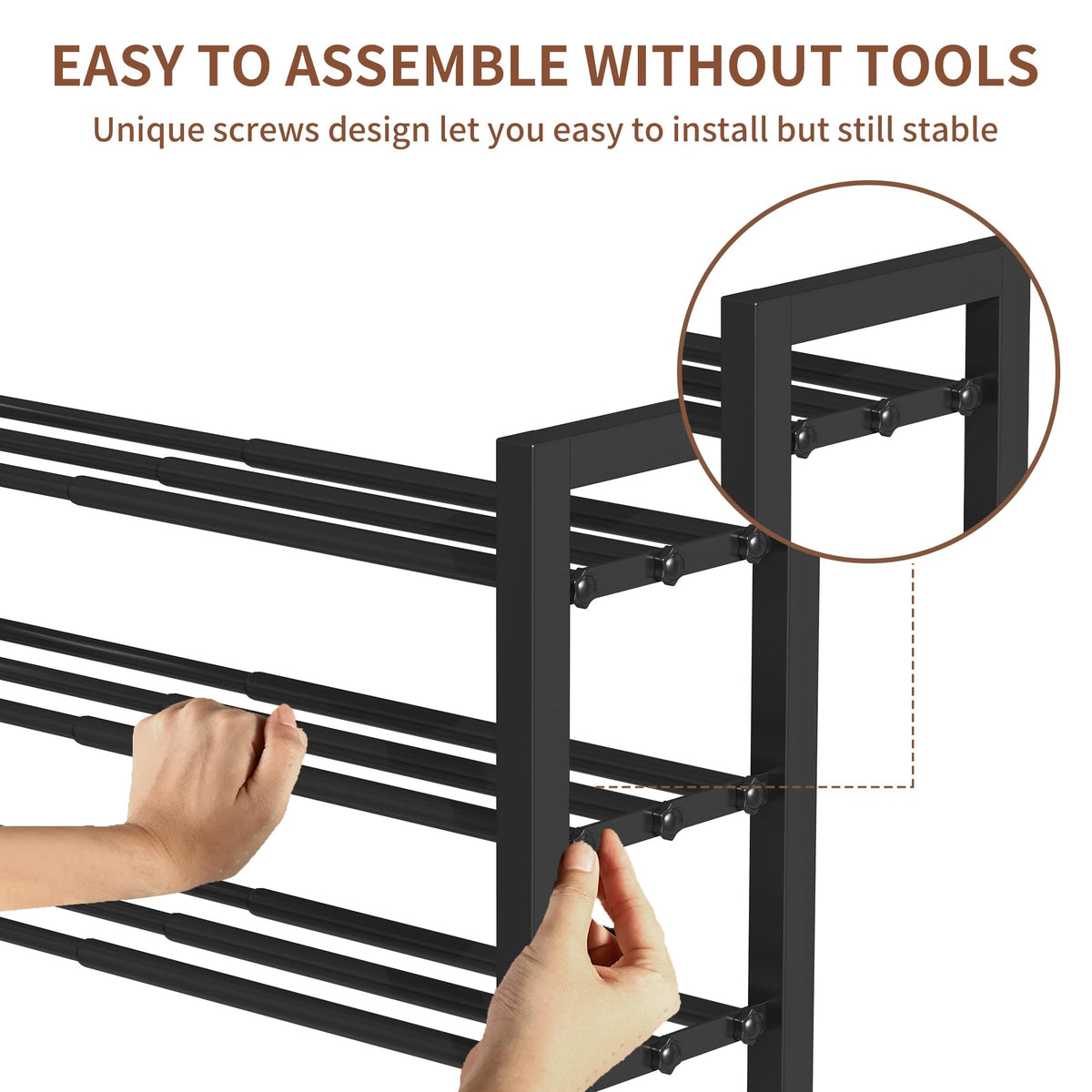 HDDTTZ Upgraded 3-Tier Expandable Shoe Rack, Adjustable Shoe Shelf Storage Organizer Heavy Duty