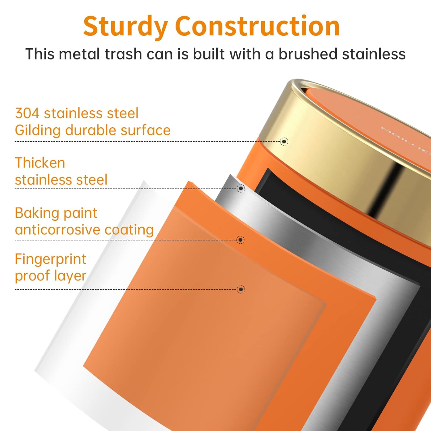 Mini Trash Can with Lid, Desktop Small Trash Can Recycling Bin Cute Metal Garbage Can for Tabletop