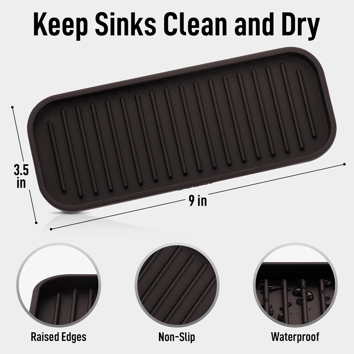 Zulay Kitchen (9x3.5 Silicone Sponge Holder for Kitchen Sink - Flexible Multipurpose Soap Tray