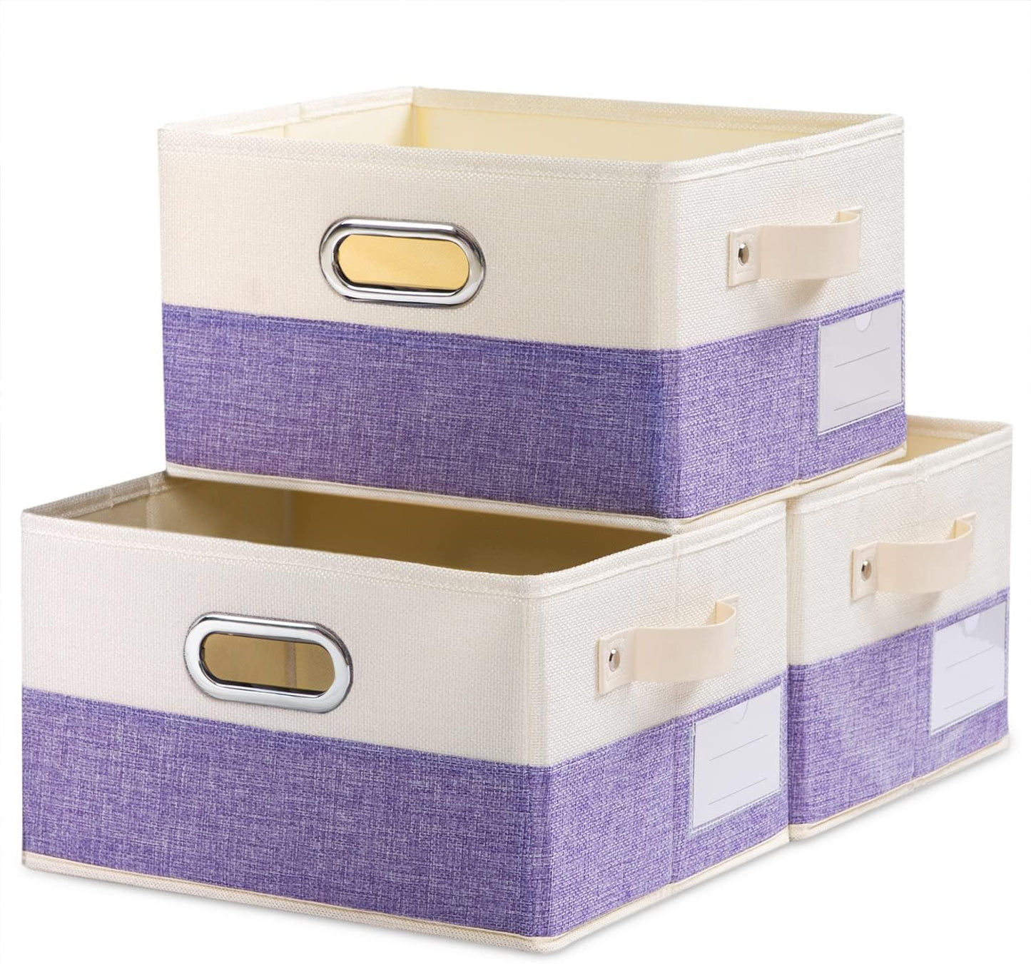 PRANDOM Fodable Storage Bins for Closet [3-pack] Decorative Fabric Storage Baskets Cubes with