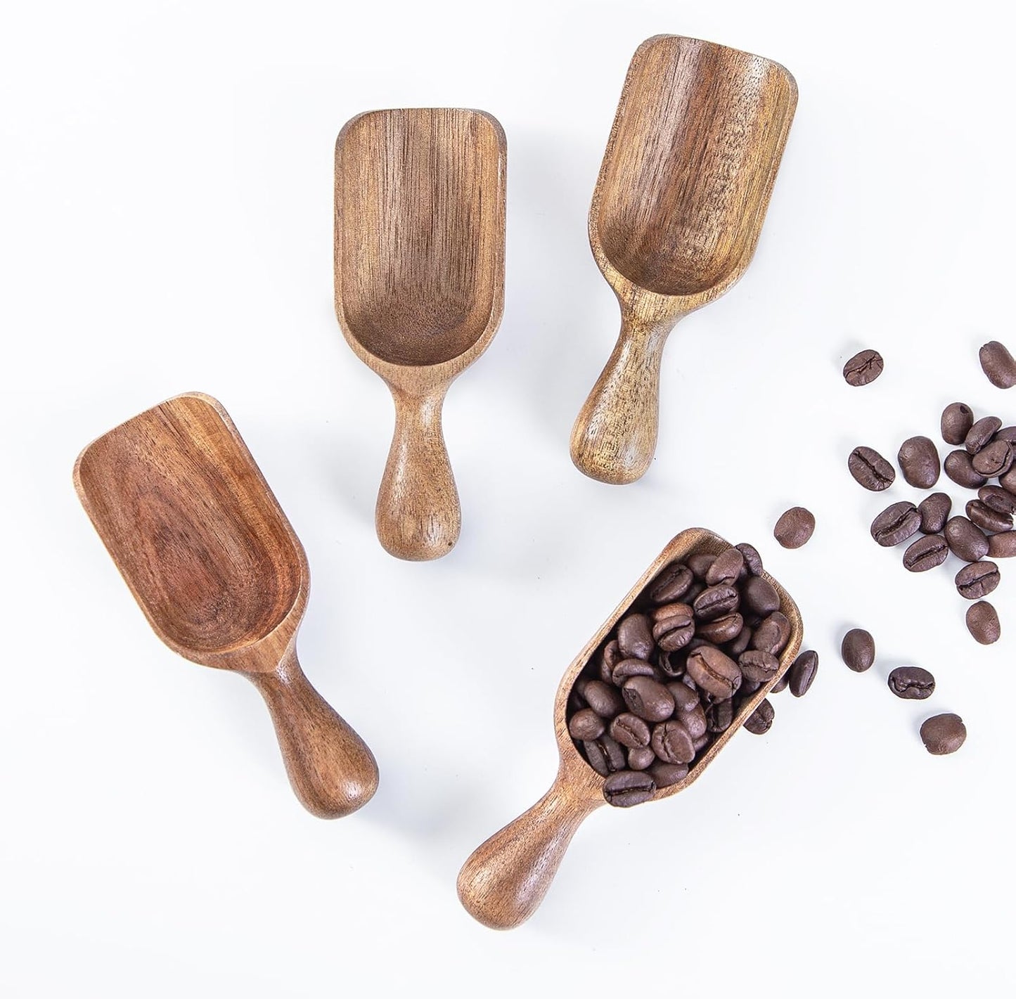 Wooden Scoops for Canisters 4PCS Acacia Wooden Scoop for Jars Mini Measuring Spoons for Ground