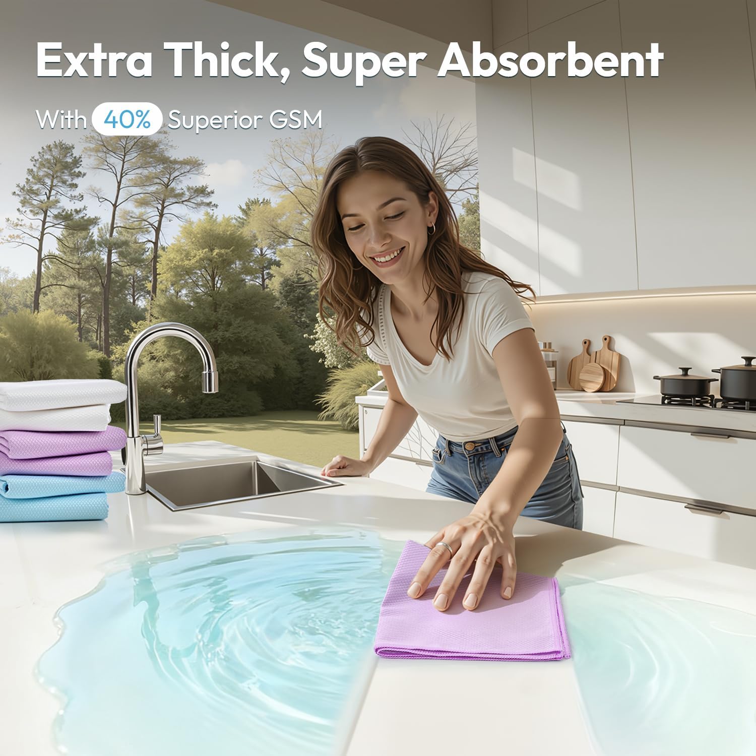 Nanoscale Microfiber Cloths 15.55”x 15.55”, Glass Window Mirror Stainless Steel Car Cleaning