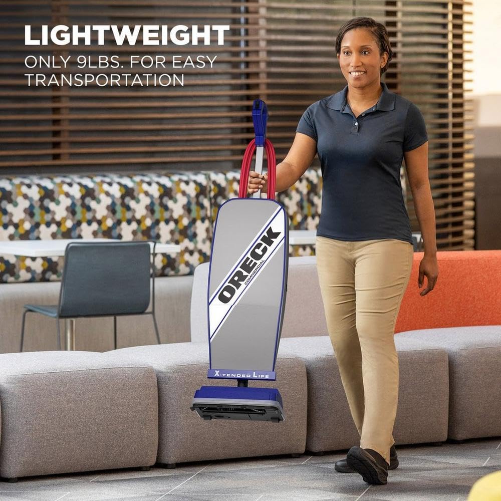 Oreck Commercial XL Vacuum Cleaner, Bagged Upright Vac for Carpets and Hard Floor, Lightweight