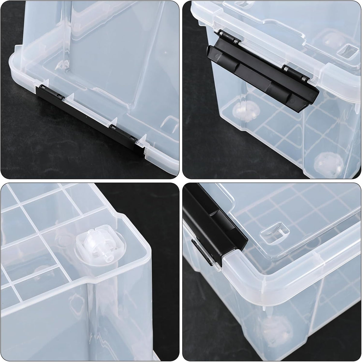 4 Pack 22 Quart Latch Box, Clear Home Organization Containers Bin with Lid, Buckle Up Storage Box