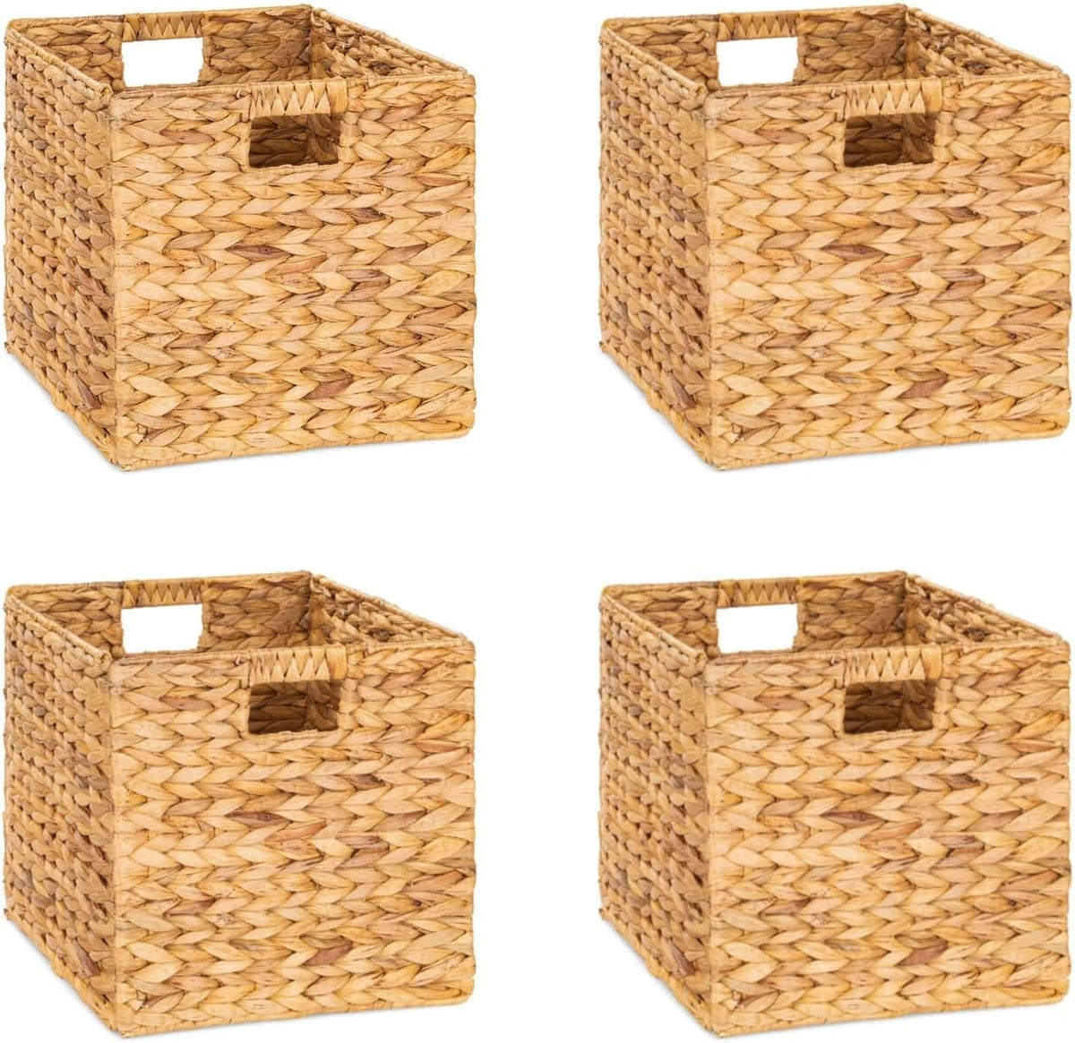 10.5 x 10.5 Storage Cubes – Water Hyacinth Wicker Baskets for Organizing, Wicker Storage Cubes