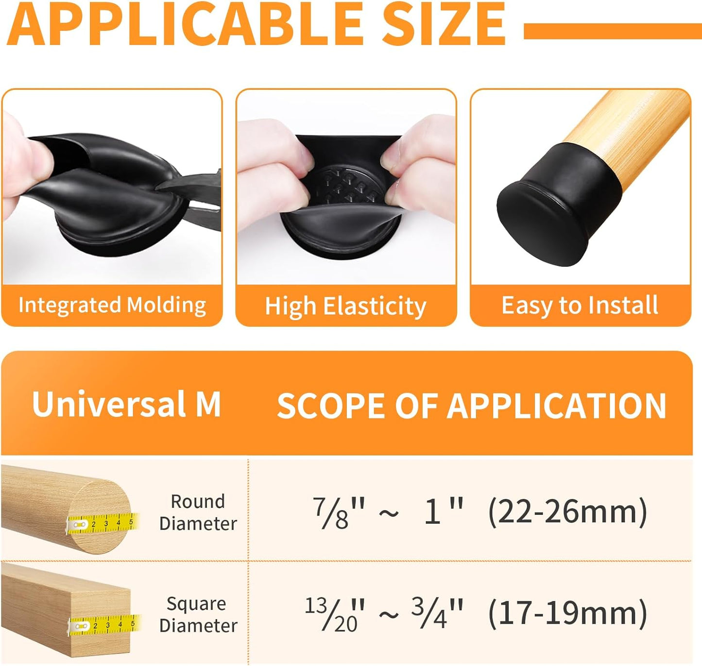 Ezprotekt 24 Pcs Black Chair Leg Sliders for Carpet, Round Teflon Furniture Glides for Rug, Carpet