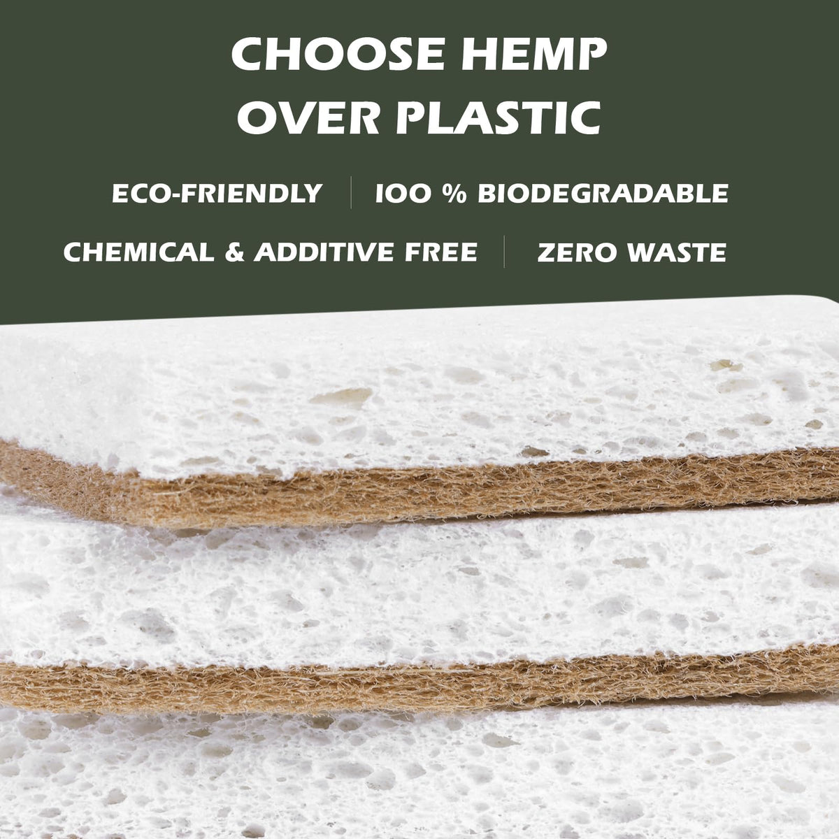 Isshah Plant-Based Kitchen Sponges - FSC Certified and PETA Approved, Natural, Eco-Friendly