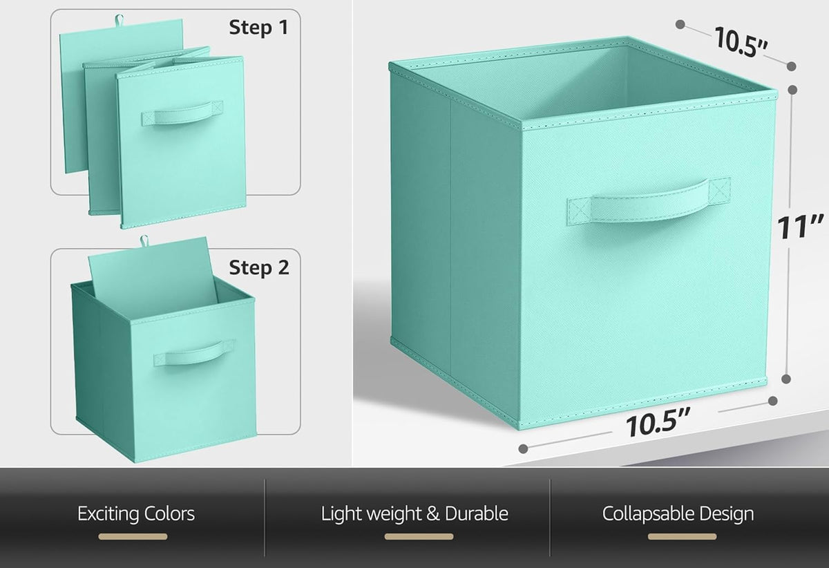 Sorbus Fabric Storage Cubes - 6 Foldable Storage Bins for Organizing Pantry, Cubbies, Toy Box