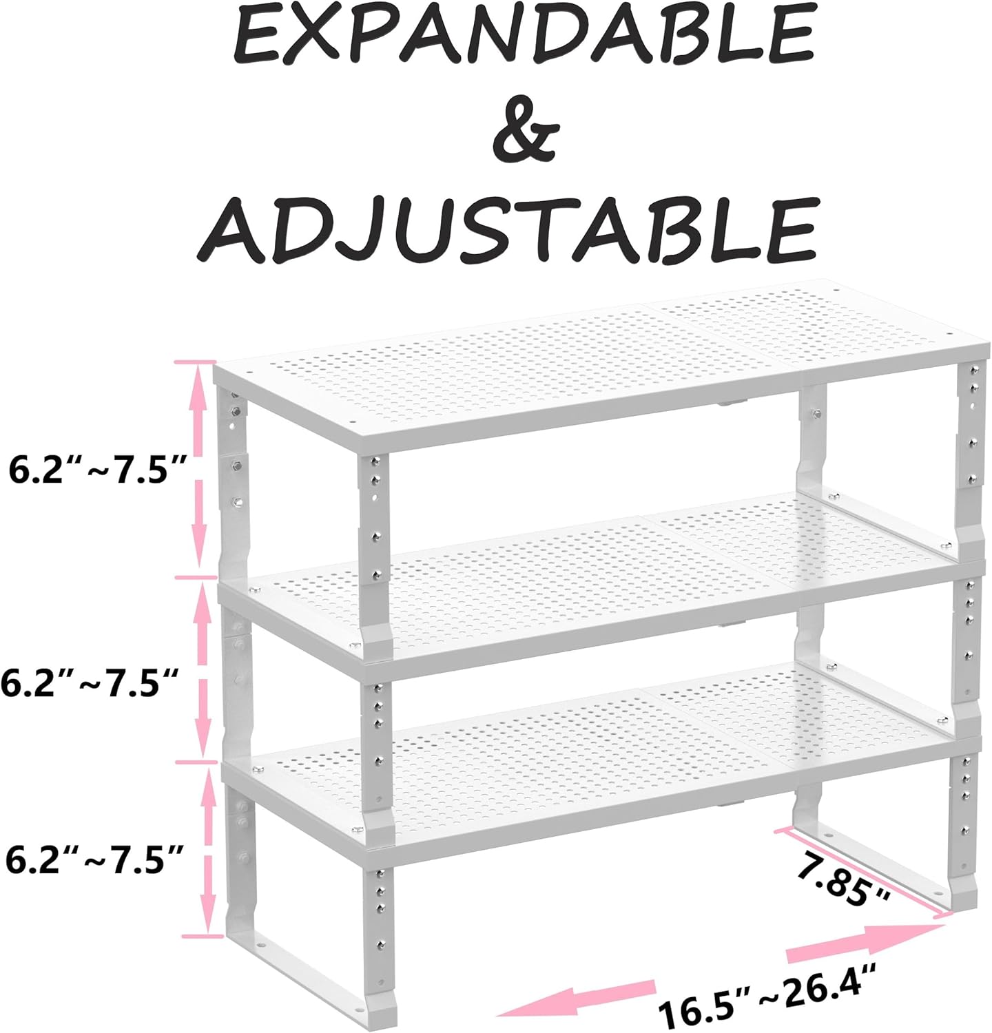 Metal Stackable Expandable Storage Shelf - Multi-Functional Home Storage Shelf, Suitable for