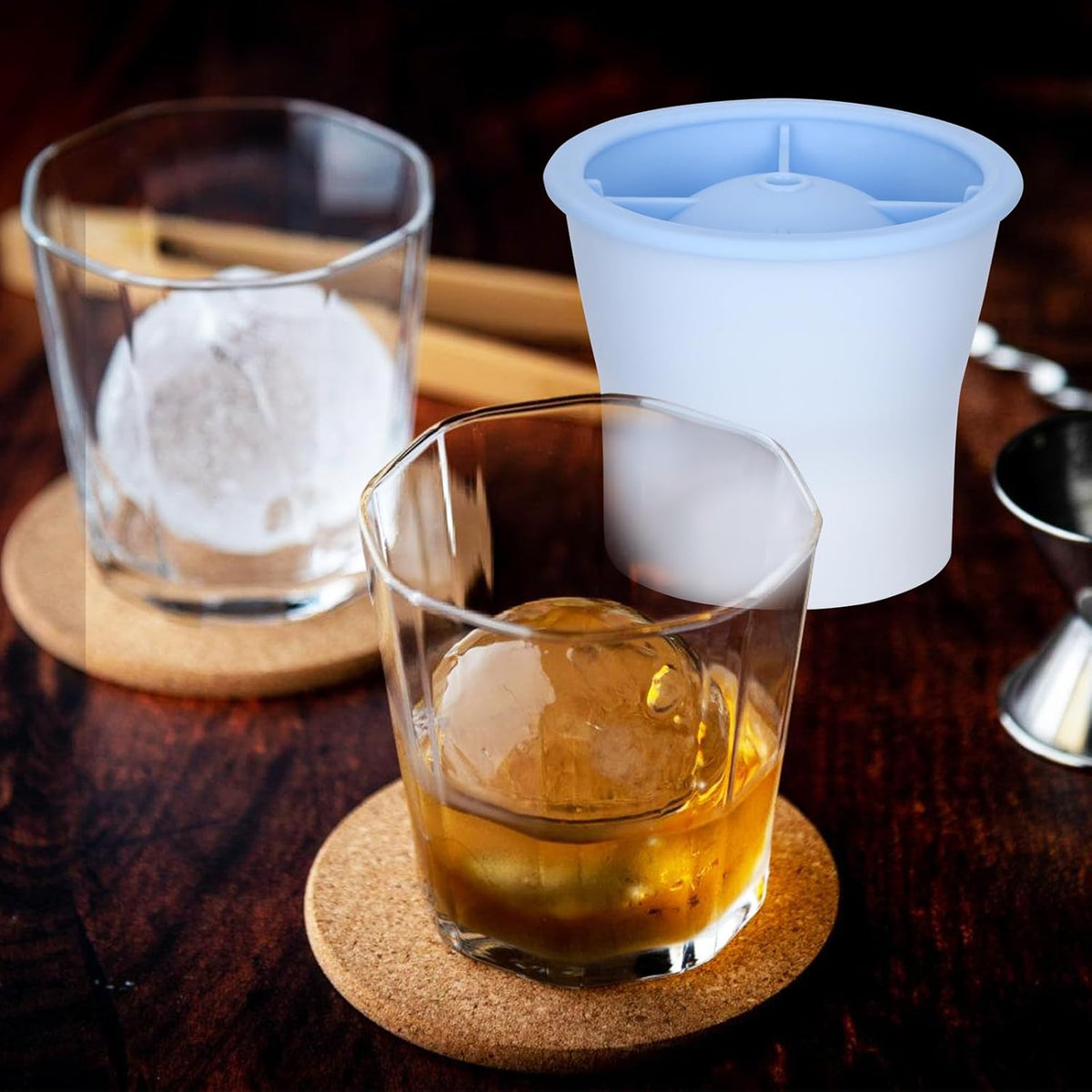 Round Ice Cube Molds 6 Pieces, Silicone Sphere Ice Mold Maker, Stackable Easy Release Circle Ice