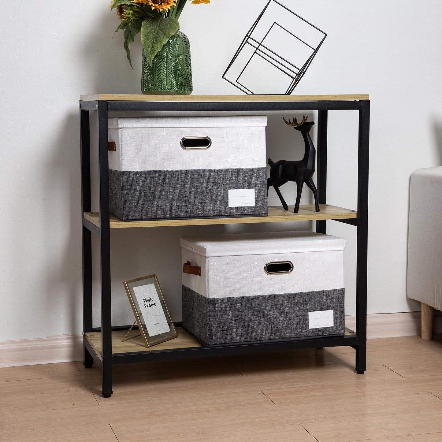 PRANDOM Foldable Storage Bins with Lids [3-Pack] Fabric Collapsible Storage Boxes Baskets Cubes