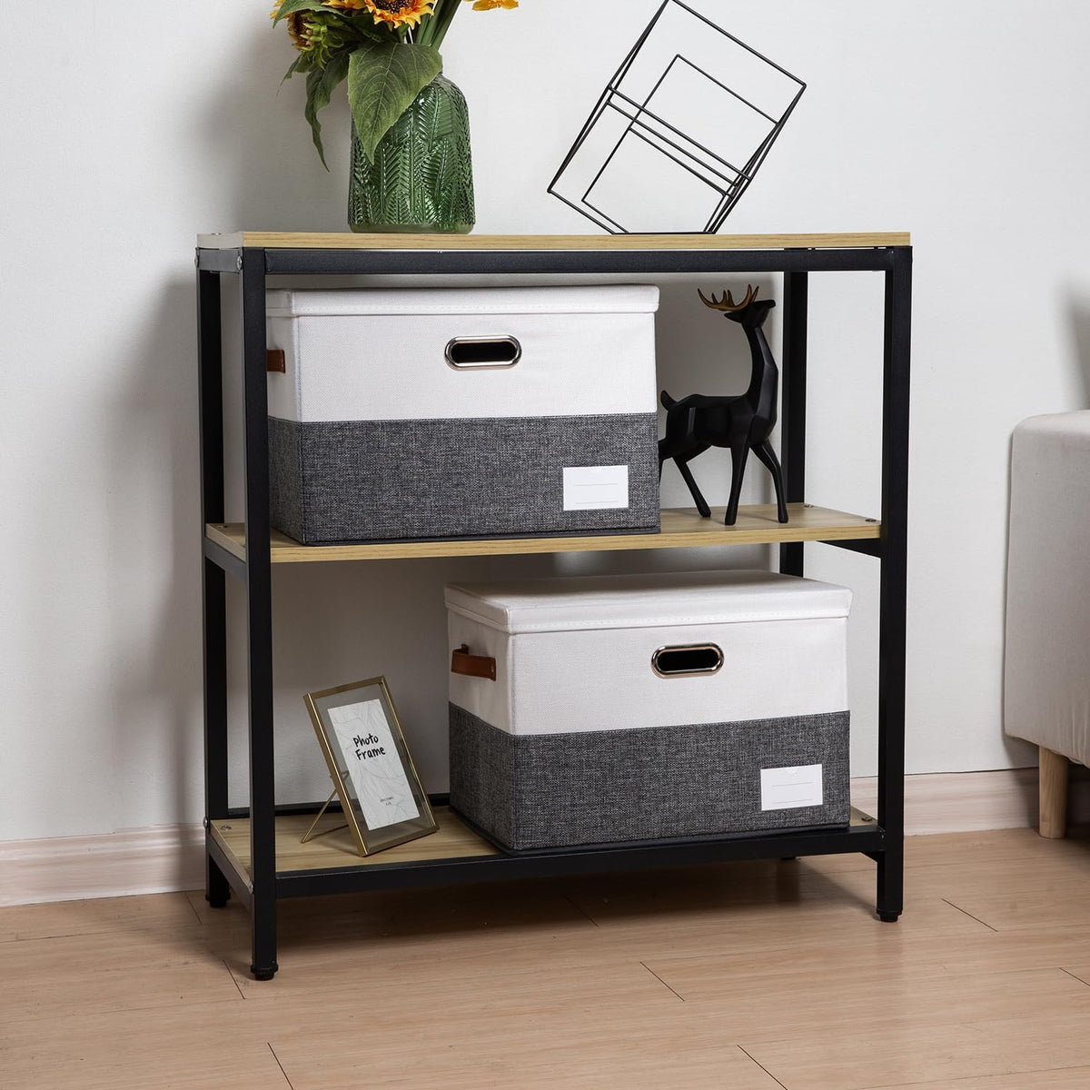 PRANDOM Foldable Storage Bins with Lids [3-Pack] Fabric Collapsible Storage Boxes Baskets Cubes