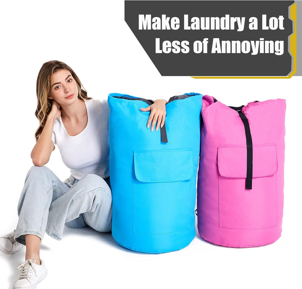 Laundry Bag 115L, College Dorm Room Essentials, Extra Large Laundry Bag with Straps, Heavy Duty