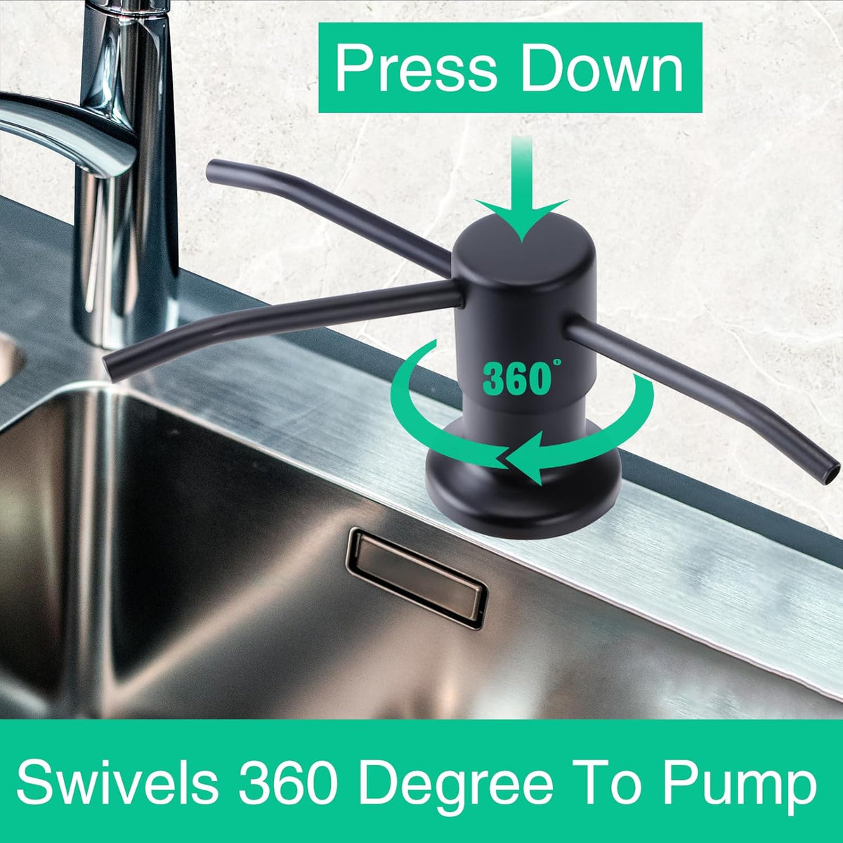Soap Dispenser for Kitchen Sink, Built in Sink Soap Dispenser, Countertop Soap Dispenser Pump with