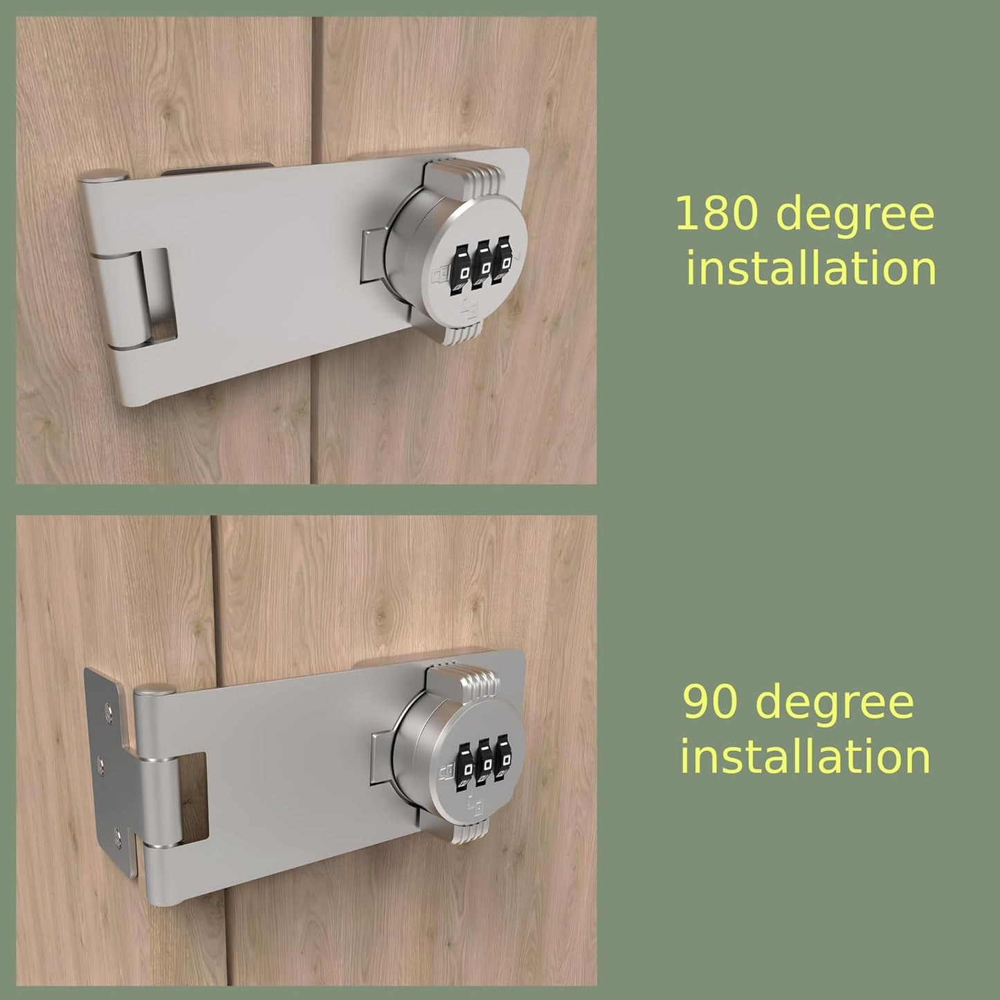 Keyless Combination Lock – 3-Digit Combination Lock for Cabinet Doors – Twist Knob Hasp Latch Lock