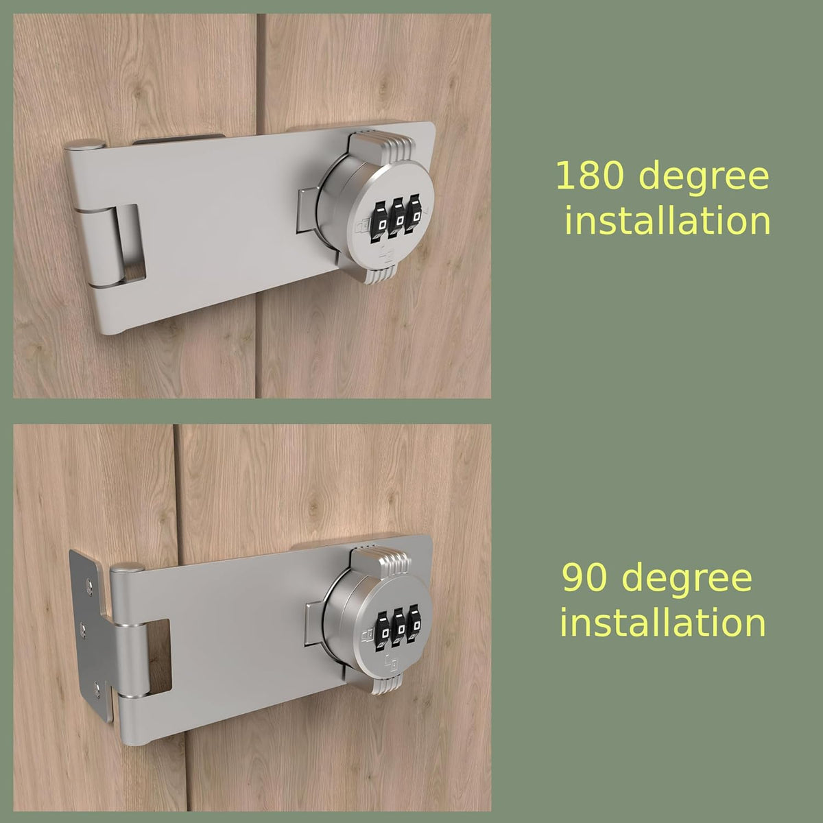 Keyless Combination Lock – 3-Digit Combination Lock for Cabinet Doors – Twist Knob Hasp Latch Lock