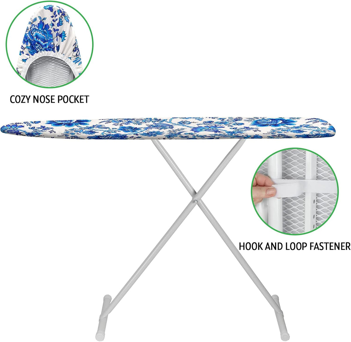 Ironing Board Cover and Pad 15x54 Inch Standard Ironing Board Cover with Elastic Edge and Hook and