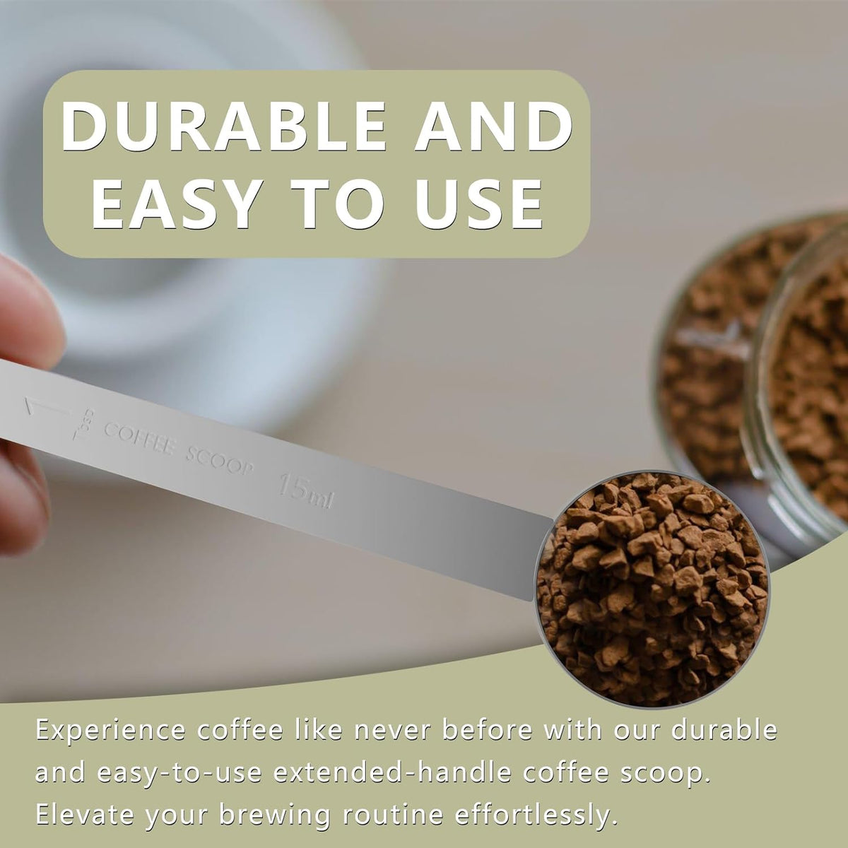 1PCS 1 Tablespoon Coffee Scoop, 9" Long Handle Measuring Spoon, One tbsp (15 ml) Stainless Steel