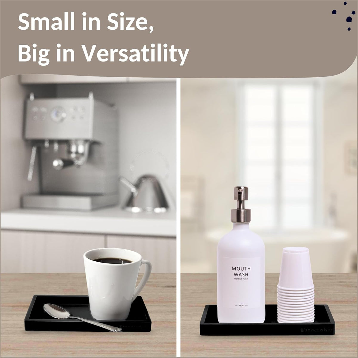 Countertop and Vanity Tray – Small 7.7” Silicone Tray, Soap Dispenser Trays, Bathroom Trays