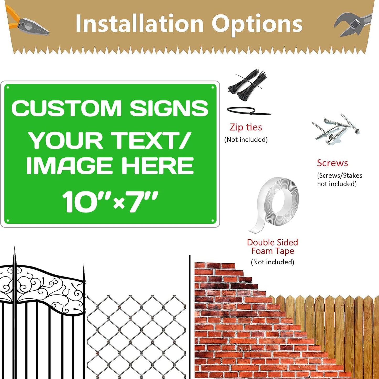 Personalized Aluminum Metal Signs - Weatherproof, Custom Text & Picture, Multiple Sizes, Hazard