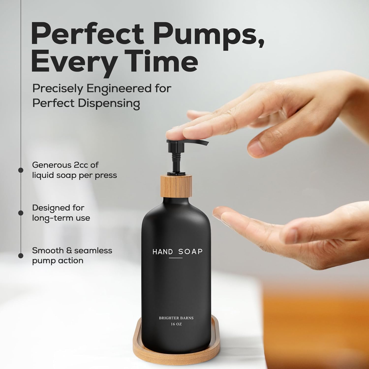 Black Glass Hand Soap Dispenser Bathroom Set by Brighter Barns - Bathroom Soap Dispenser Set with