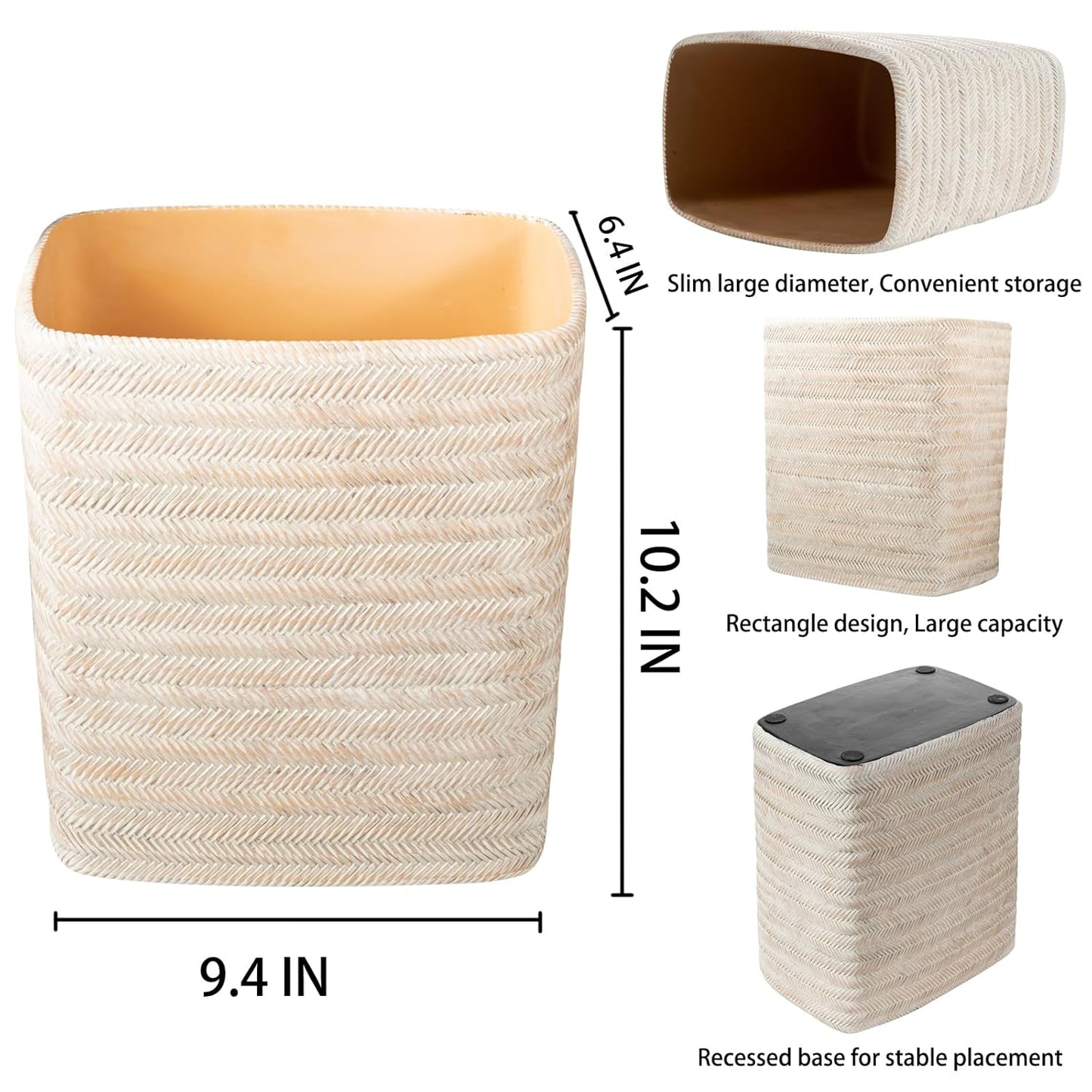 Polytree Bathroom Trash Can 1.8 Gallon Small Kitchen Garbage Can,Decor Wastebasket for Bedroom
