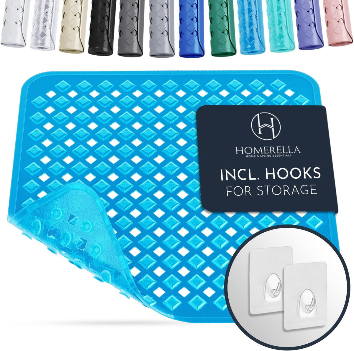 Homerella Anti Slip Shower Mat | Anti Mold Non Slip Bathtub Mat for Inside Shower | Square Floor
