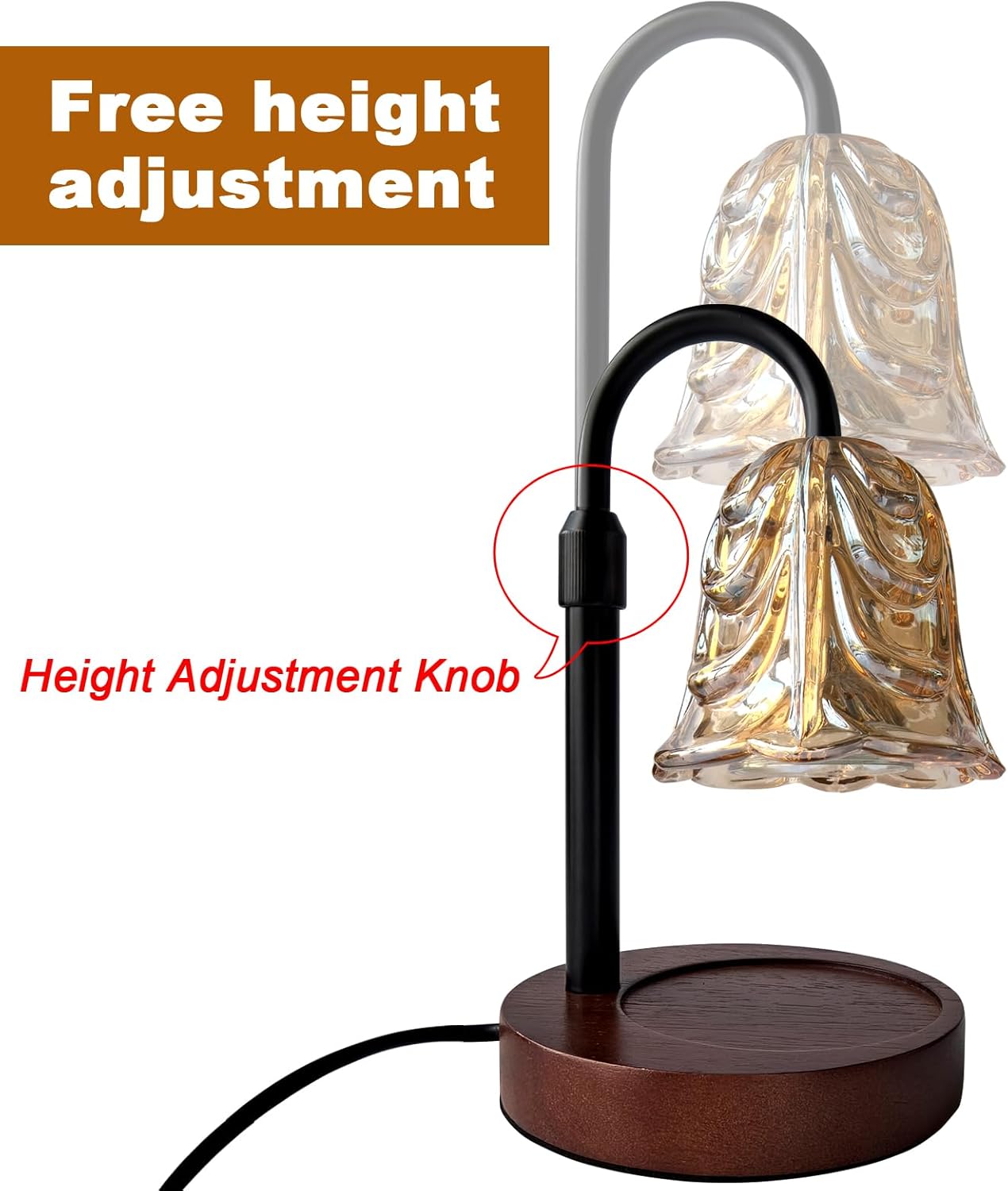 Candle Warmer Lamp with Timer and Dimmer - Adjustable Height Wax Melt Warmer, 4 Brightness Levels