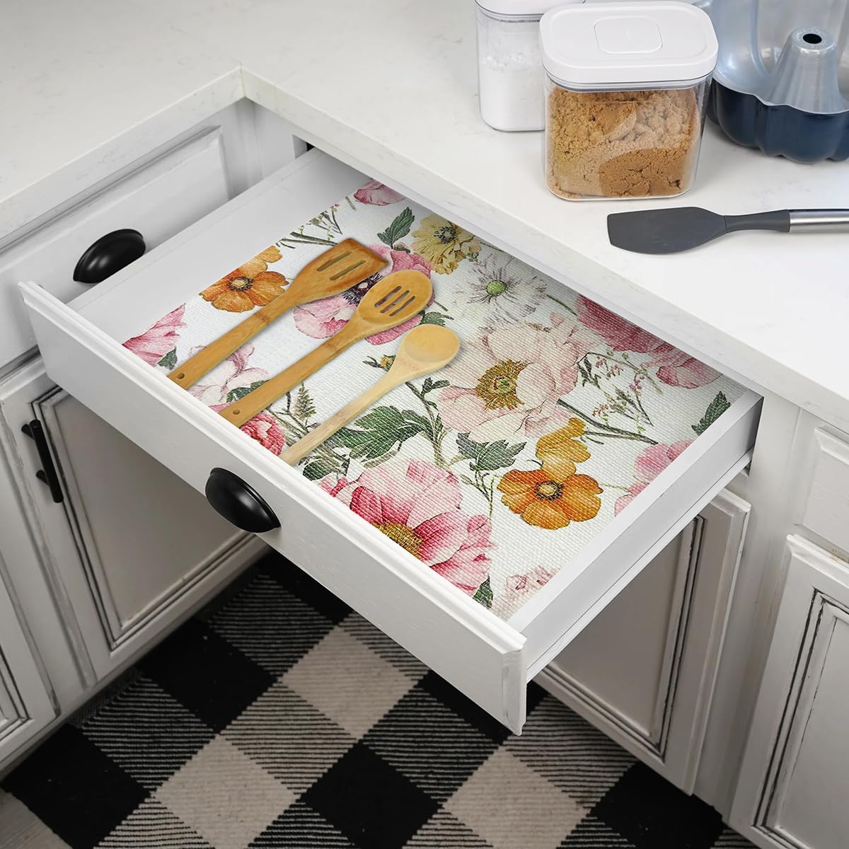 Shelf Liner for Kitchen Cabinets Non-Adhesive,Cabinet Liner for Shelves Non Slip Drawer