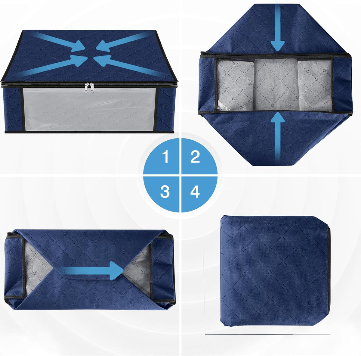 HomeHacks Storage 3-Pack Clothes Organizer Storage Bags Foldable Storage Box with Large Clear