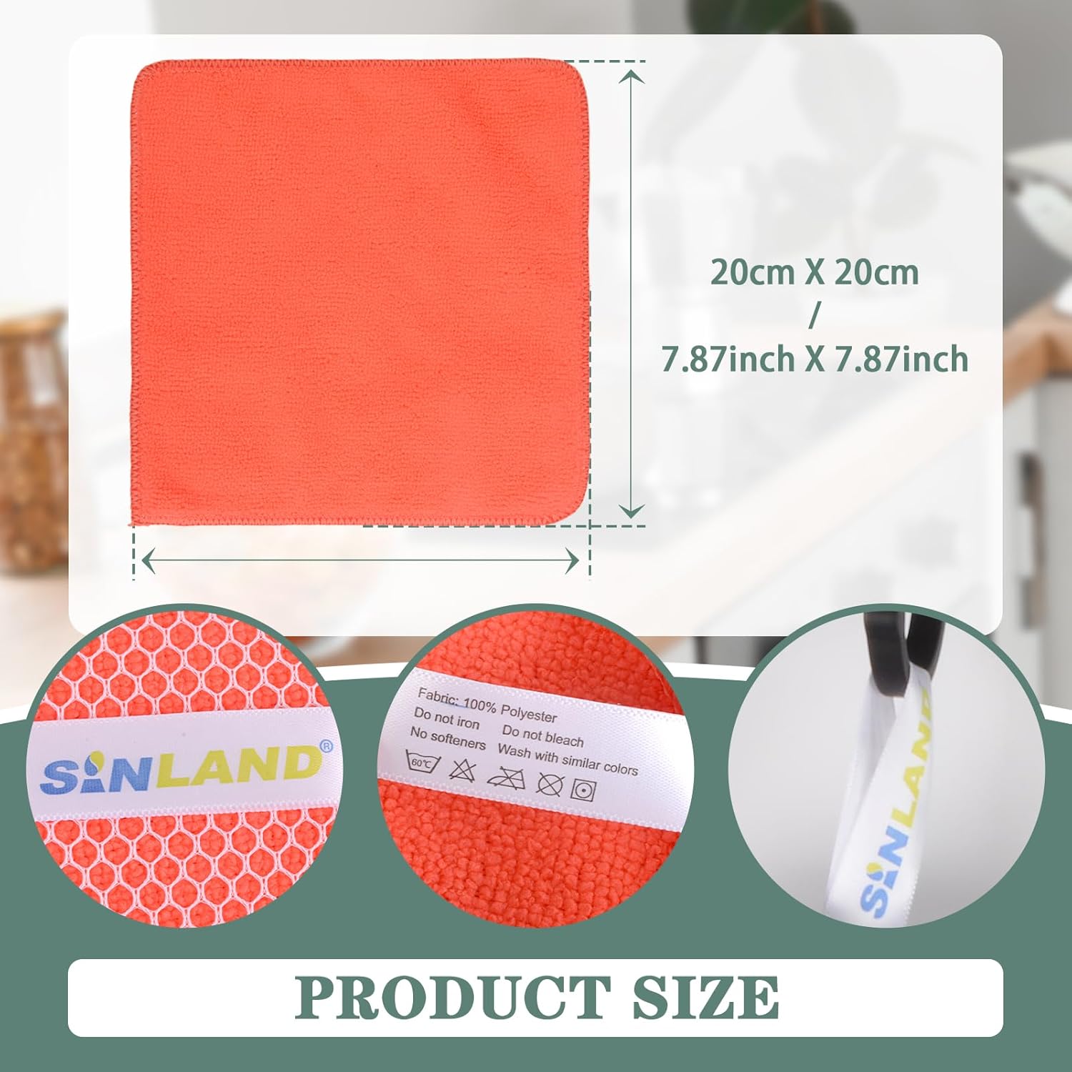 SINLAND Microfiber Dish Cloth for Washing Dishes Dish Rags Best Kitchen Washcloth Cleaning Cloths