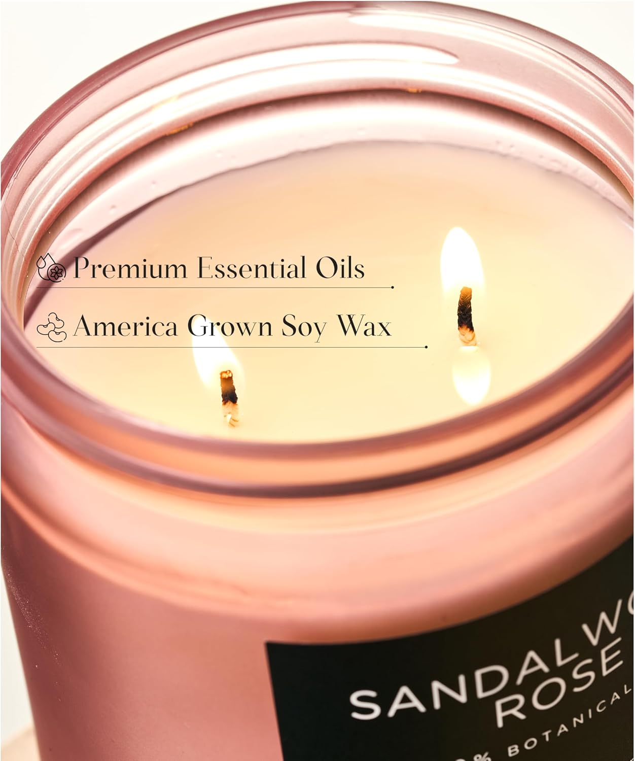 M&SENSE Sandalwood Rose Scented Candle - 11.6oz Natural Soy Wax Non Toxic 70-Hour Burn Long Lasting