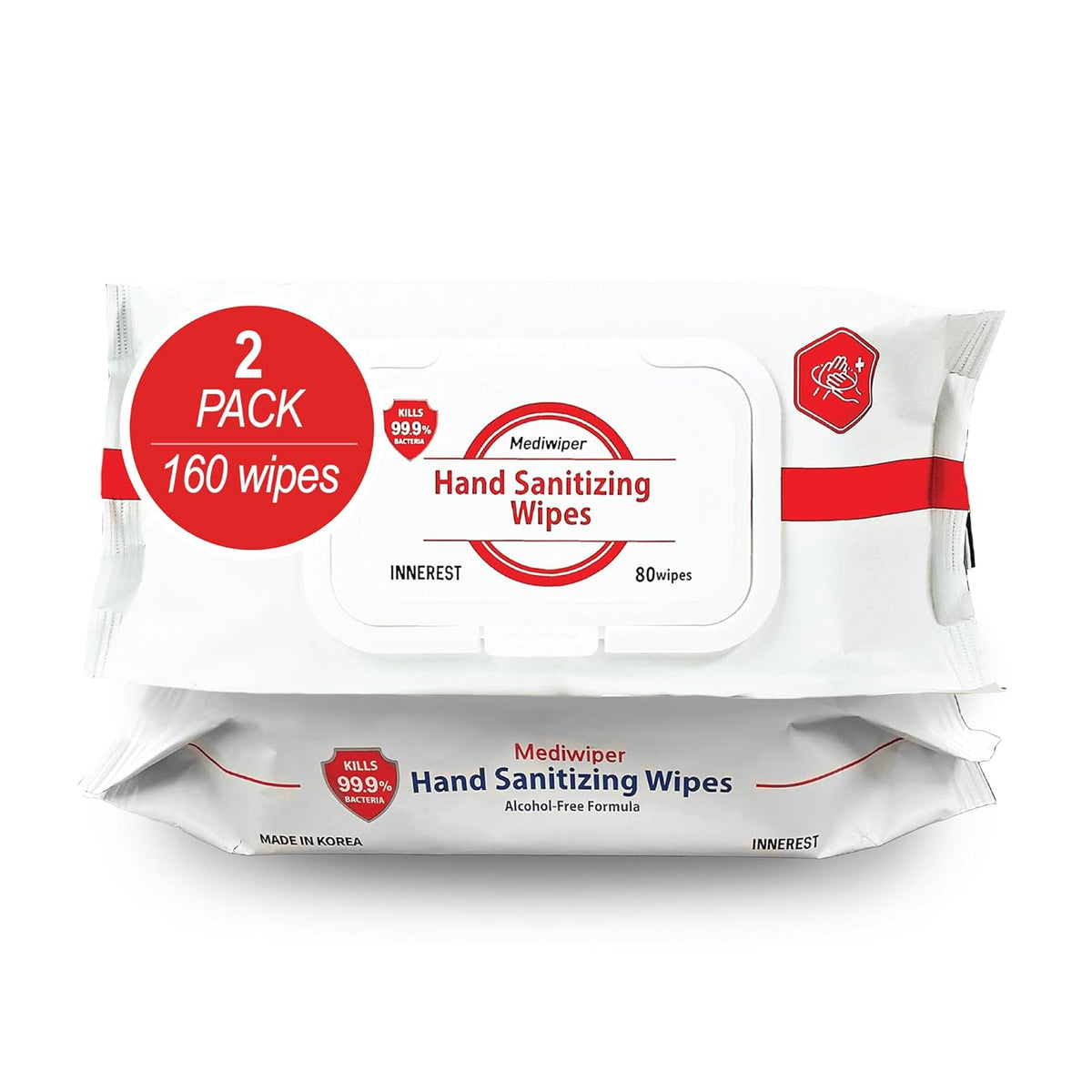 Mediwiper - 160 Wipes (80 * 2PK) Alcohol-Free Sanitizing Wipes Disinfecting Large Unscented Wet
