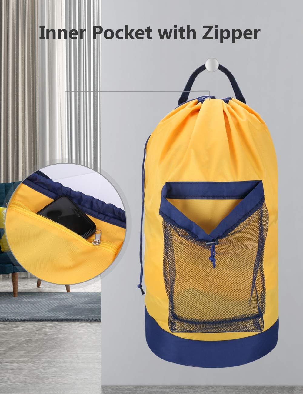 Dalykate Backpack Laundry Bag, Laundry Backpack with Shoulder Straps and Mesh Pocket Durable Nylon