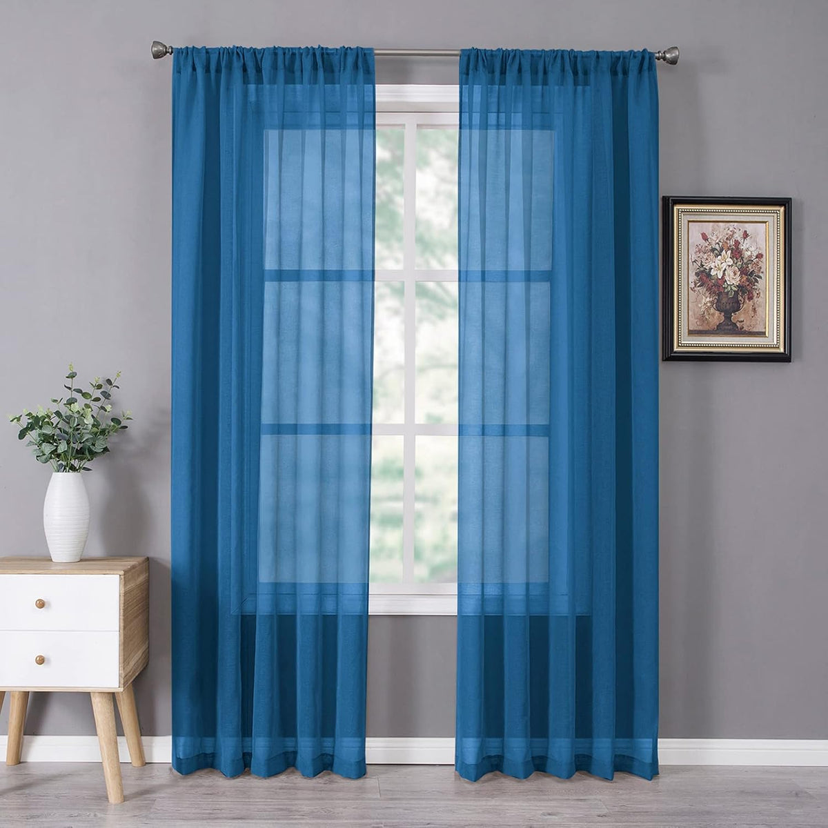 Tollpiz Sheer Curtain Linen Textured Living Room Curtains Sheer Light Filtering Rod Pocket Voile
