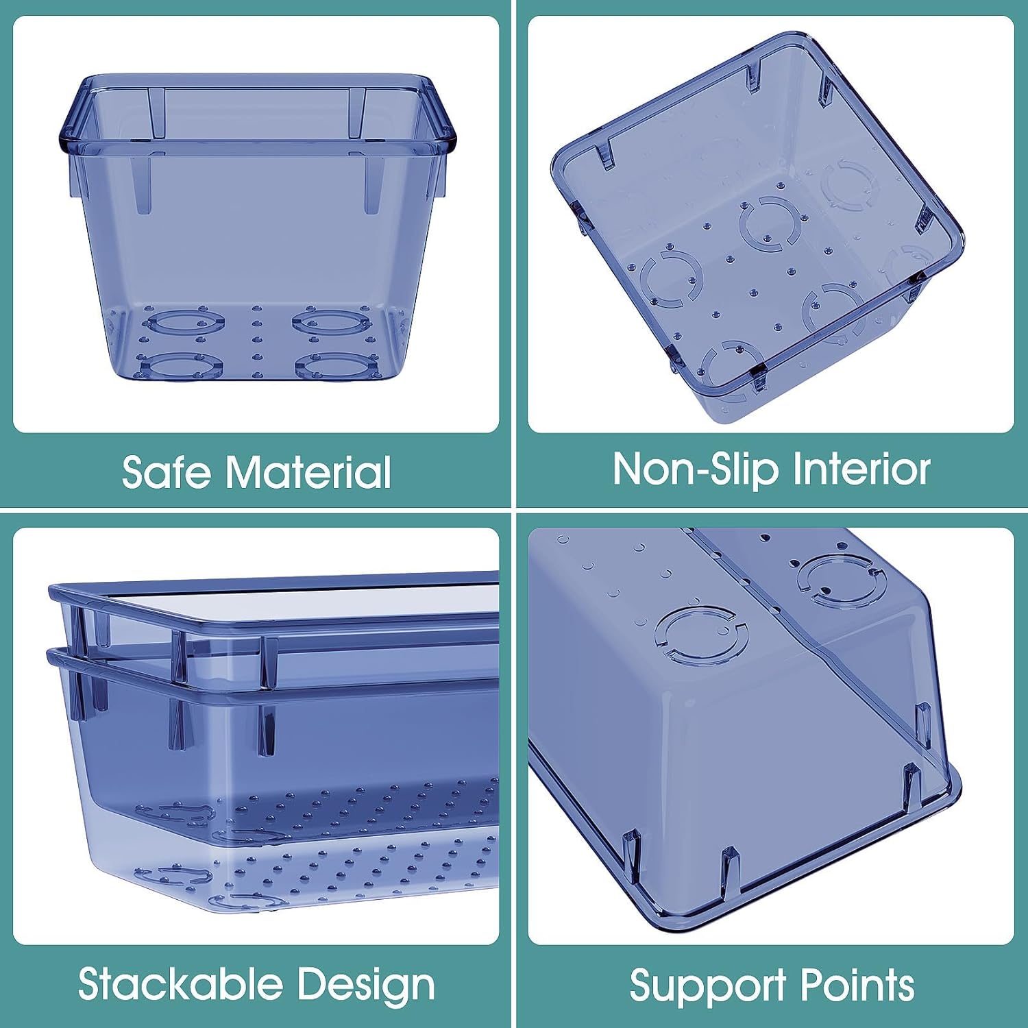 WOWBOX 25 PCS Plastic Drawer Organizer Set, 4 Sizes Desk Drawer Divider Organizers and Storage Bins