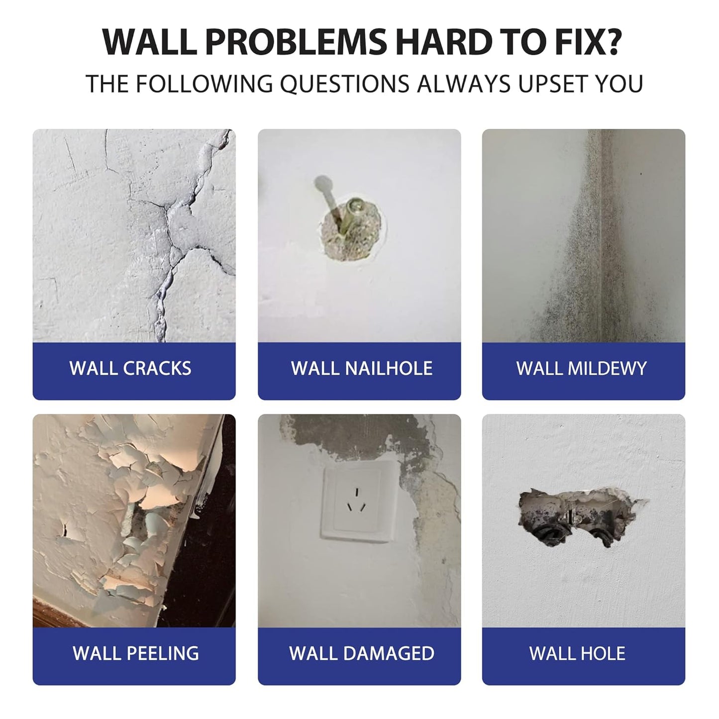 Drywall Repair Kit,2 Pack Wall Mending Agent,Wall Spackle with Scraper, Wall Surface Hole Fill