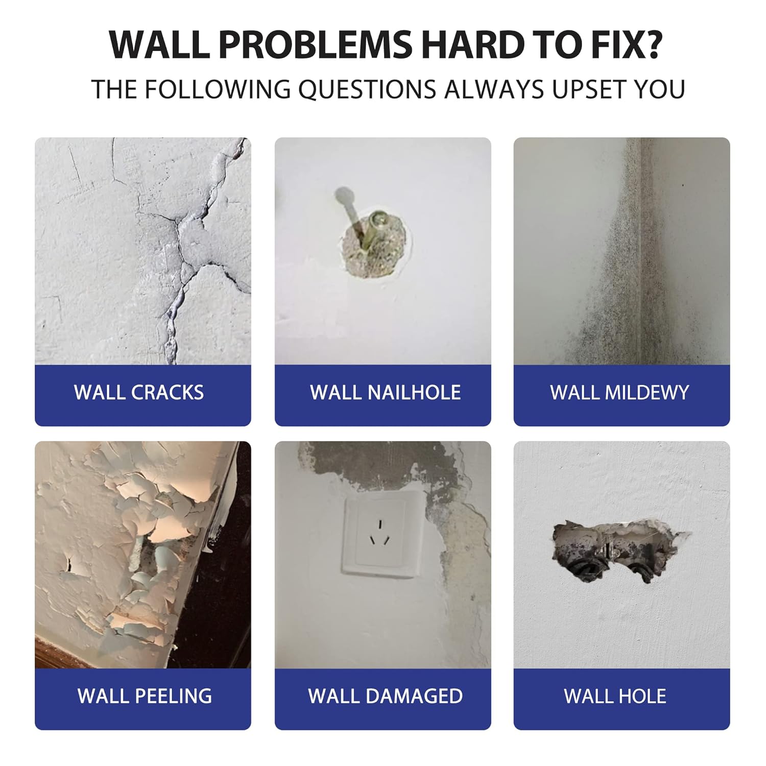 Drywall Repair Kit,2 Pack Wall Mending Agent,Wall Spackle with Scraper, Wall Surface Hole Fill
