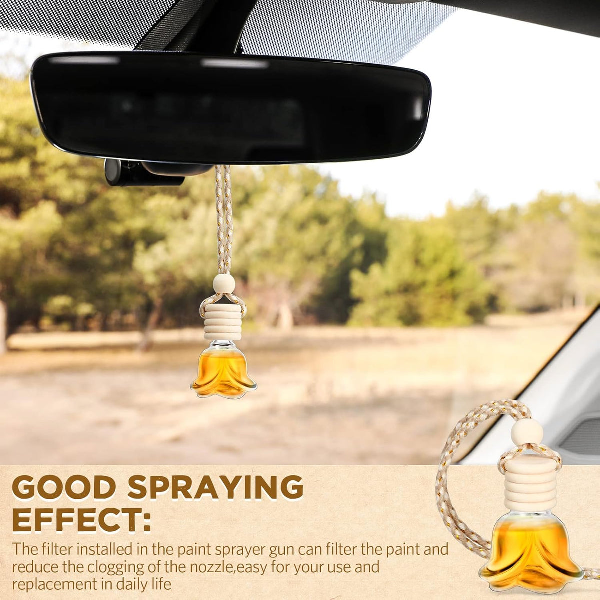 BBTO 50 Pcs Hanging Car Air Freshener Car Diffuser Bottles Empty Glass Perfume Bottle Freshener