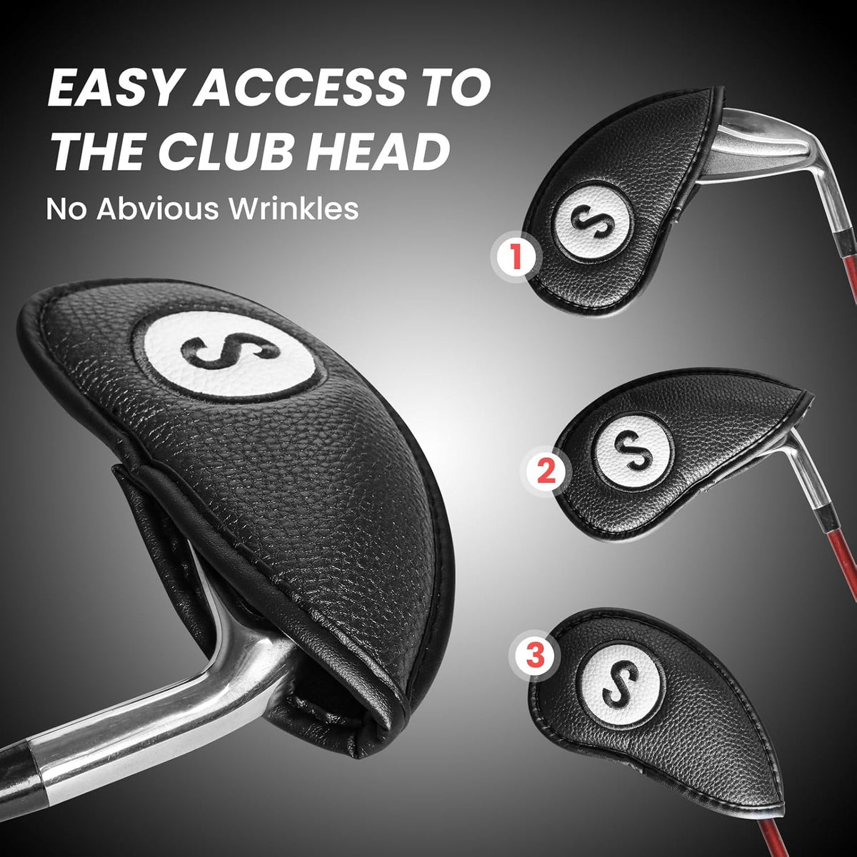 FINGER TEN Golf Club Covers for Irons Magnetic Value 11 Pack, Synthetic Leather Deluxe Head Cover