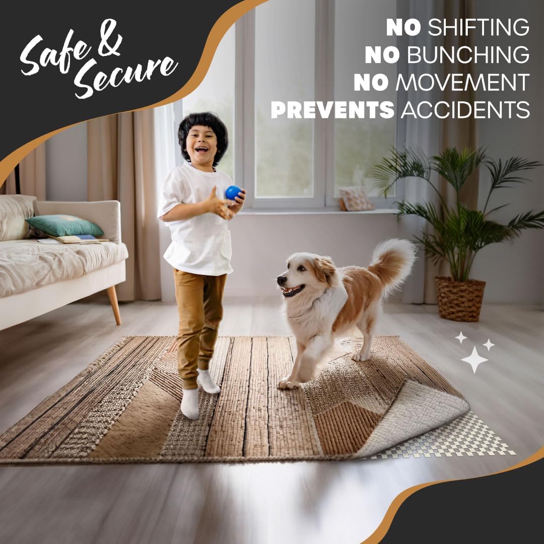 Nevlers Non Slip 3'x5' Rug Pads | White PVC Foam Rug Gripper for Hardwood Floors | Indoor/Outdoor