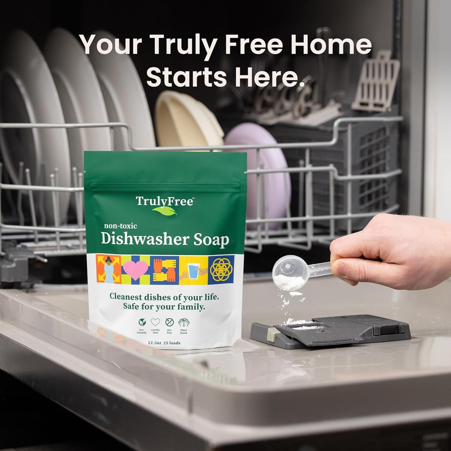Truly Free Dishwasher Detergent Powder | Natural Dish Detergent, Dishwasher Soap | Plastic Free