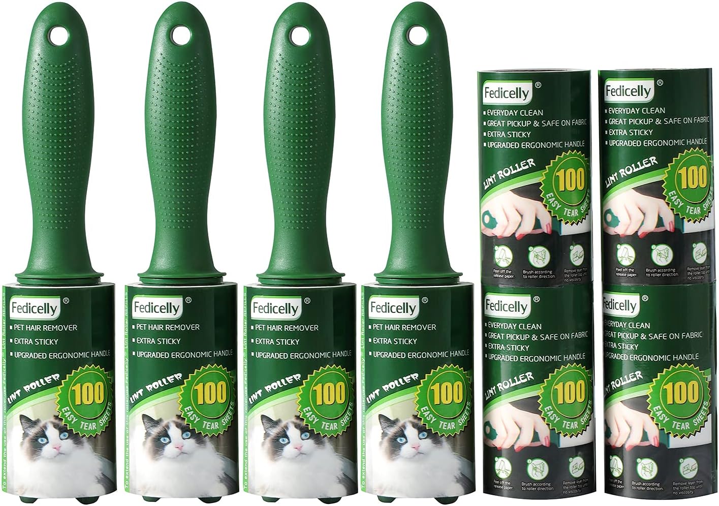 Fedicelly Lint Rollers Pet Hair Extra Sticky Clothes,Cat Dog Hair Remover Laundry Furniture