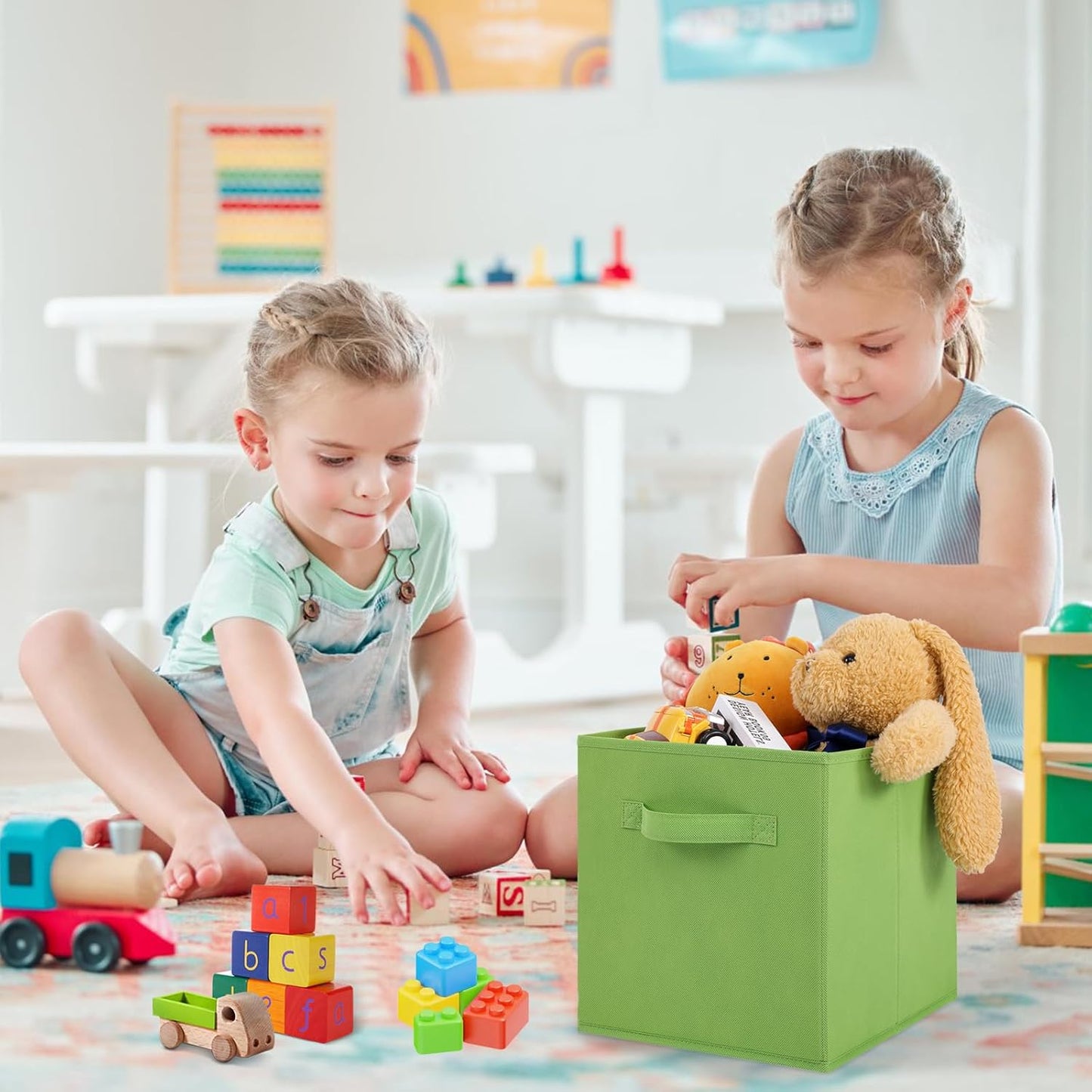 Stero 13x13x13 Inch Fabric Storage Bins 6 Pack Fun Colored Durable Storage Cubes with Handles