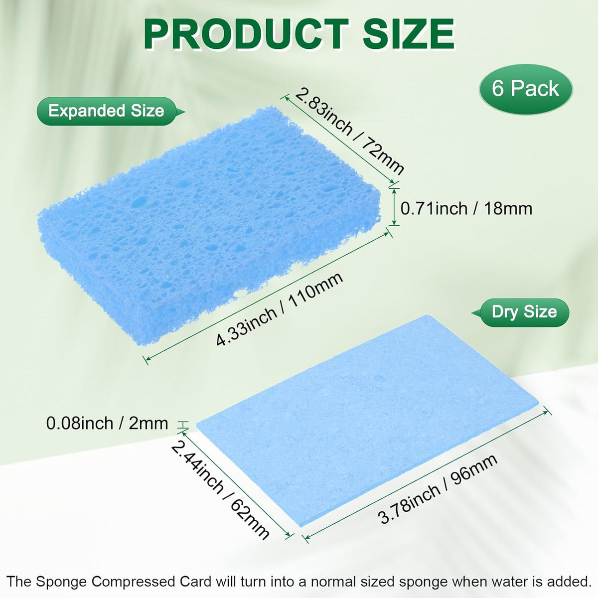 6-Pack Kitchen Sponges, Condense Eco Cellulose Non-Scratch Scrub Heavy Sponge for
