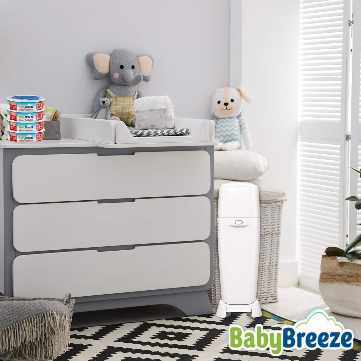 BabyBreeze Diaper Pail Refill Bags Compatible with Playtex Diaper Genie Pails Odor Absorbing Diaper